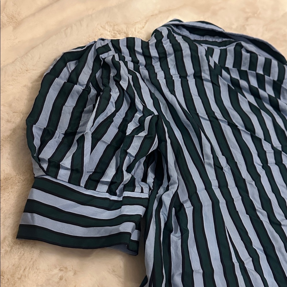 Zara Blue and Green Striped Shirt dress, size m - Picture 9 of 11